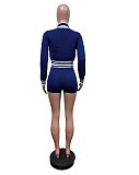 Women's Long Sleeves Tops And Shorts High-stretch Sweater Set MEM-88597