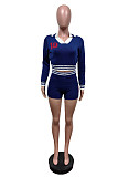 Women's Long Sleeves Tops And Shorts High-stretch Sweater Set MEM-88597