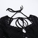 Black Sexy Backless Halter Bandage Women Romper SUM-24316
