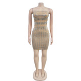 Sexy Strapless Backless Hot Drilling Mini Nightclub Dress BY-7079