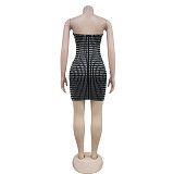 Sexy Strapless Backless Hot Drilling Mini Nightclub Dress BY-7079