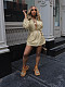 Women Loose Casual Drawstring Waist Cargo Mini Dress SFY-534