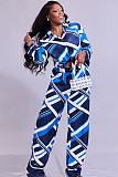 Women's Casual Wide-leg Pants Abstract Patterned Trouser Suit SFY-2783