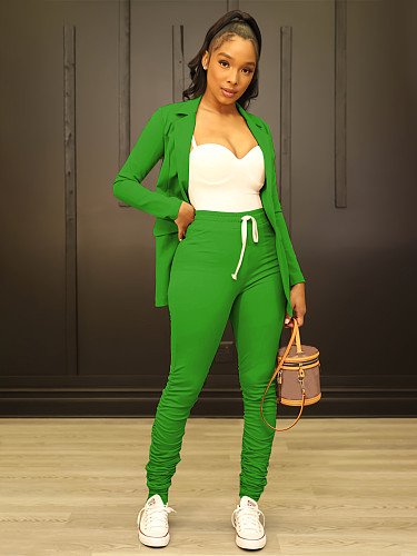 OL Women's Suit Jacket casual pants two-piece Solid Color Autumn Winter Leisure Suit SFY-501