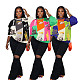 Women Patchwork Color Letter-printed Top Loose Crew-neck Sweatshirt SFY-551