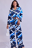 Women's Casual Wide-leg Pants Abstract Patterned Trouser Suit SFY-2783