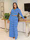 Women Long Sleeves Crop Tops And Wide-leg Pants Casual Striped Two-piece Set SFY-535