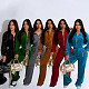 Fashion Women's Long-sleeved Lapel Zipper Cardigan Trousers Two-piece Set SFY-575