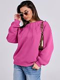 Women's Loose Casual Crew-neck Pleated Fashion Women's Hoodie HX-8857