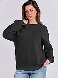 Women's Loose Casual Crew-neck Pleated Fashion Women's Hoodie HX-8857