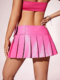 Solid Color A Pleated Skirt PU Leather Skirt Sexy Fashion Skirts ANDI-2434
