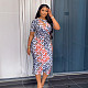 Fashion Color Contrast Print Hollowed-out Stretch Split Maxi Dress NY-10911