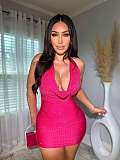 Sexy Hot Drilling Halter Backless Package-hip Mini Dresses NY-3291