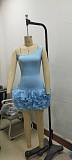 Sexy Sleeveless Oblique Shoulder Stretch Slim Mesh Splicing Mini Dress NY-3288