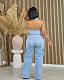 Women Stretchable Backless Denim Overalls Long Straight Jumpsuit MEM-88593