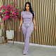 Fashionable Casual Elegant Style Solid Color Round Neck Slim Fit Pants Suit JLY-6874