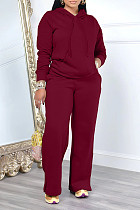 Women Solid Color Hoodies And Long Pants Casual 2 Pieces Sets MK-3208