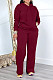 Women Solid Color Hoodies And Long Pants Casual 2 Pieces Sets MK-3208