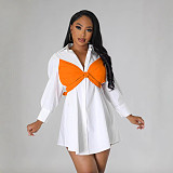 Casual Women Splicing Chest Wrap Shirt Dress BS-1373