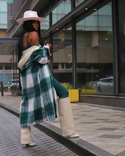 Casual Women Plaid Prints Long Sleeves Hoodies Long Coat QY-55999