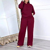 Women Solid Color Hoodies And Long Pants Casual 2 Pieces Sets MK-3208