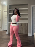 Casual Women Splicing Color High Waist Two Pieces Sets CH-24061