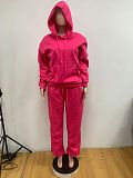 Women Solid Color Hoodies And Long Pants Casual 2 Pieces Sets MK-3208