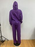 Women Solid Color Hoodies And Long Pants Casual 2 Pieces Sets MK-3208