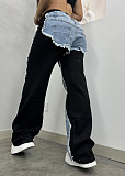 Fashion Personality Women's  Patchwork  Straight Jeans OD-8709