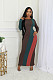 Women's Fashion Multi-color Splicing Long Sleeve Pit Strip Casual Dress ORY-5263