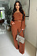 Women's Fashion One-shoulder Solid Color Long Sleeve Casual Two-piece Set ORY-5262