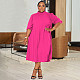 Women's Fashion Africa Solid Color Pleated Plus-size Dress NNWY-8058