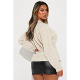 Casual Women Lapel Collar Pullover Knitted Sweater Top ASL-6762