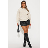 Casual Women Lapel Collar Pullover Knitted Sweater Top ASL-6762