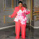Plus-size Women's Printed Blazer And Long Pants Casual Two Pieces Sets NNWY-6068