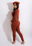 Women Folds Crop Top And Bodycon Pencil Pants Sexy 2 Pieces Sets HMS-6519