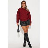 Casual Women Lapel Collar Pullover Knitted Sweater Top ASL-6762