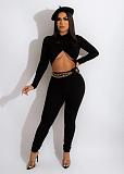 Women Folds Crop Top And Bodycon Pencil Pants Sexy 2 Pieces Sets HMS-6519