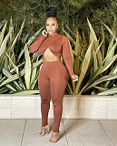 Women Folds Crop Top And Bodycon Pencil Pants Sexy 2 Pieces Sets HMS-6519