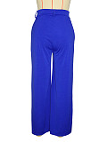 Women Solid Color Mid-waist Long Straight Pants (without Belt) SH-391258
