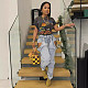 Fashion Women Irregular Hollow-out Patchwork Zipper Strech Jeans YUN-51089