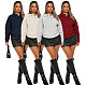 Casual Women Lapel Collar Pullover Knitted Sweater Top ASL-6762