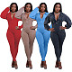 Women V-neck Stand Collar Patchwrok Bodycon Jumpsuit YF-10660