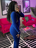 Women Zipper Low-waist Fleece Sporty Two-pieces Suit CH-24066