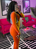 Women Zipper Low-waist Fleece Sporty Two-pieces Suit CH-24066