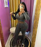 Leisure Women Zipper Hoodies And Slit Long Pants 2 Pieces Sets MEM-88604