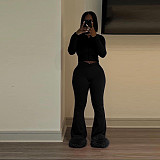 Casual Women Zipper Jacket And Long Pants Solid Color 2 Pieces Sets MEM-88605
