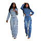 Women's Casual Washed Denim 2 Pieces Suit TR-1318