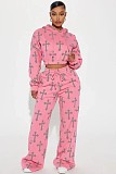 Women Loose Hoodie And Long Pants Pink Fashion Sets RS-5041