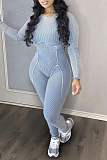 Gray Long Sleeves Women Slim Jumpsuits BG-55009
